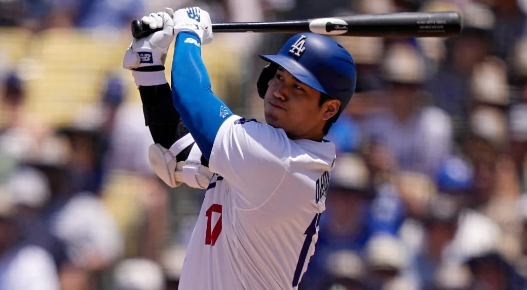 Shohei Ohtani batting for the Los Angeles Dodgers