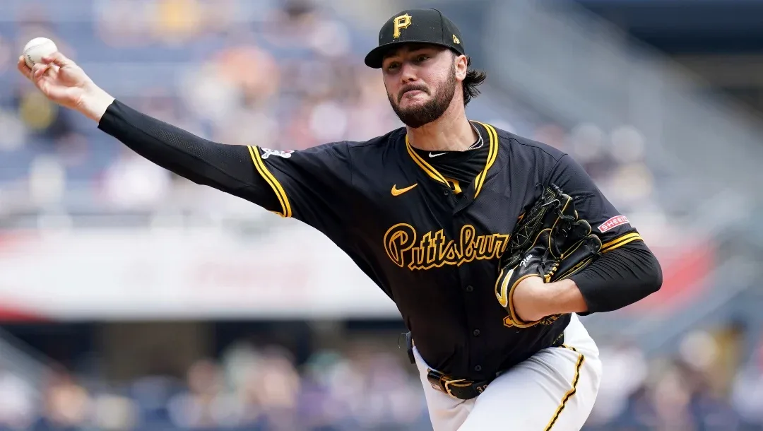 Paul Skenes mid-delivery for the Pittsburgh Pirates