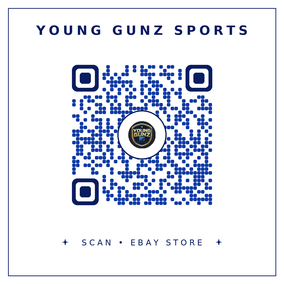 QR code linking to the Young Gunz Sports eBay store at ebay.ca/str/younggunzsports